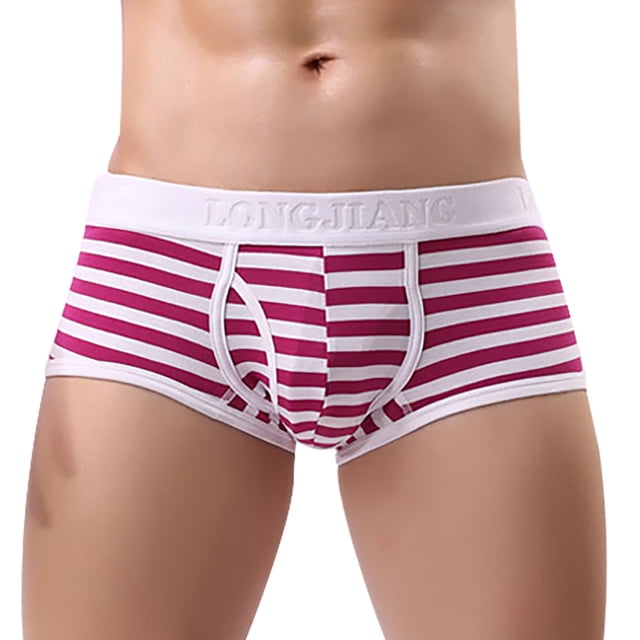 StSilkitty Men's Striped Boxer Briefs Low Rise Soft Breathable Stretch Underwear No Riding Up Underpants