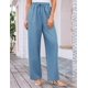 thumbnail image 2 of Pantalones Palazzo GRACE KARIN elásticos de cintura alta, color azul claro, L, mujer, 2 of 6