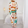 thumbnail image 3 of KLL Fall Pumpkins Print Women's Long Sleeve Pajamas with Pants Sleepwear Loungewear 2 Set-XX-Large, 3 of 8