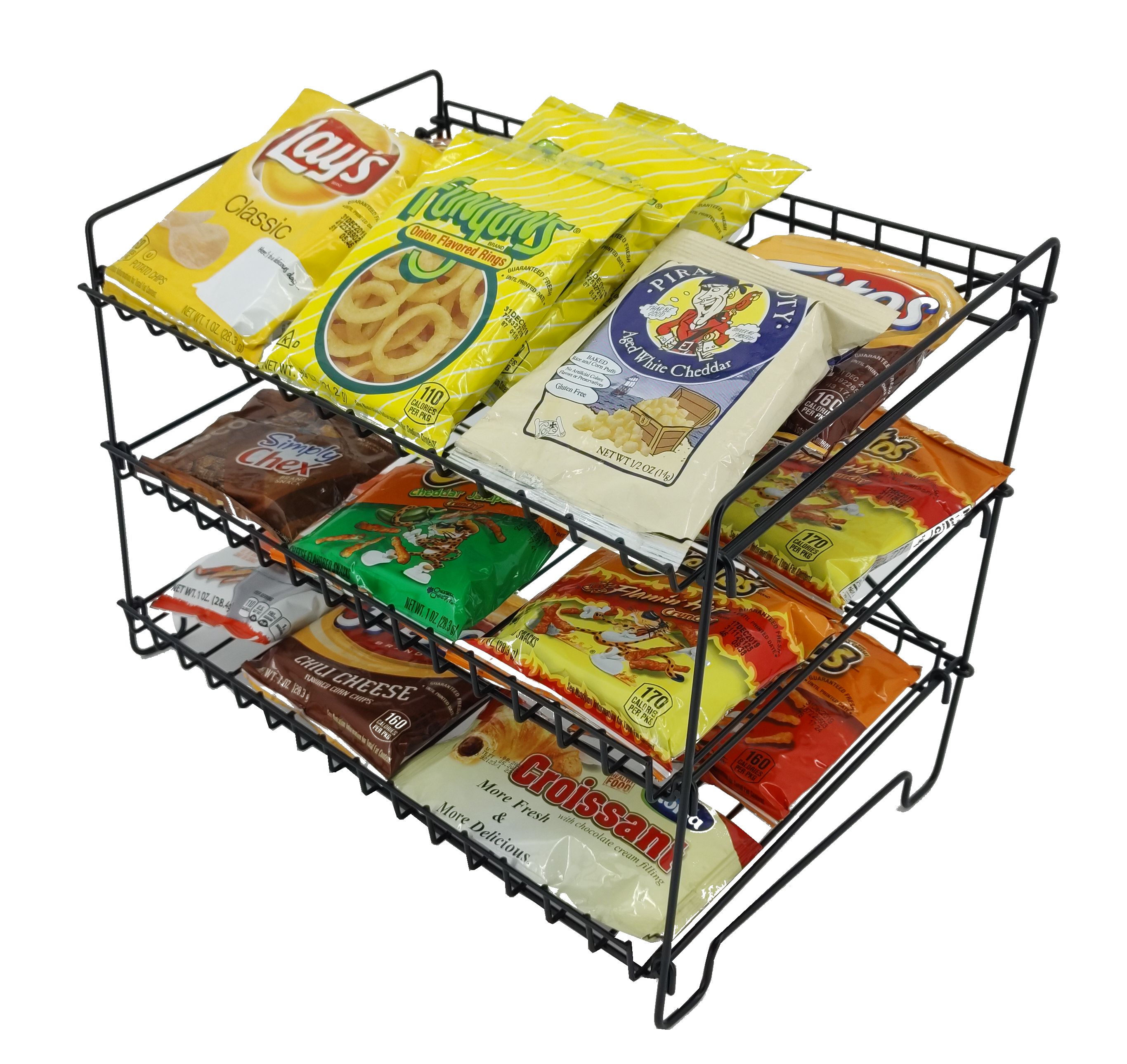 FixtureDisplays® 16" x 12.5" x 10" Wire Rack for Countertop Use with 3 Open Shelves, Black 10085
