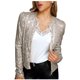 thumbnail image 2 of Chaquetas y abrigos casuales sin mangas y sin capucha para mujer, chaqueta de lentejuelas con abertura frontal, blazer corto de manga larga, abrigo informal, tops, abrigo para mujer, 2 of 7