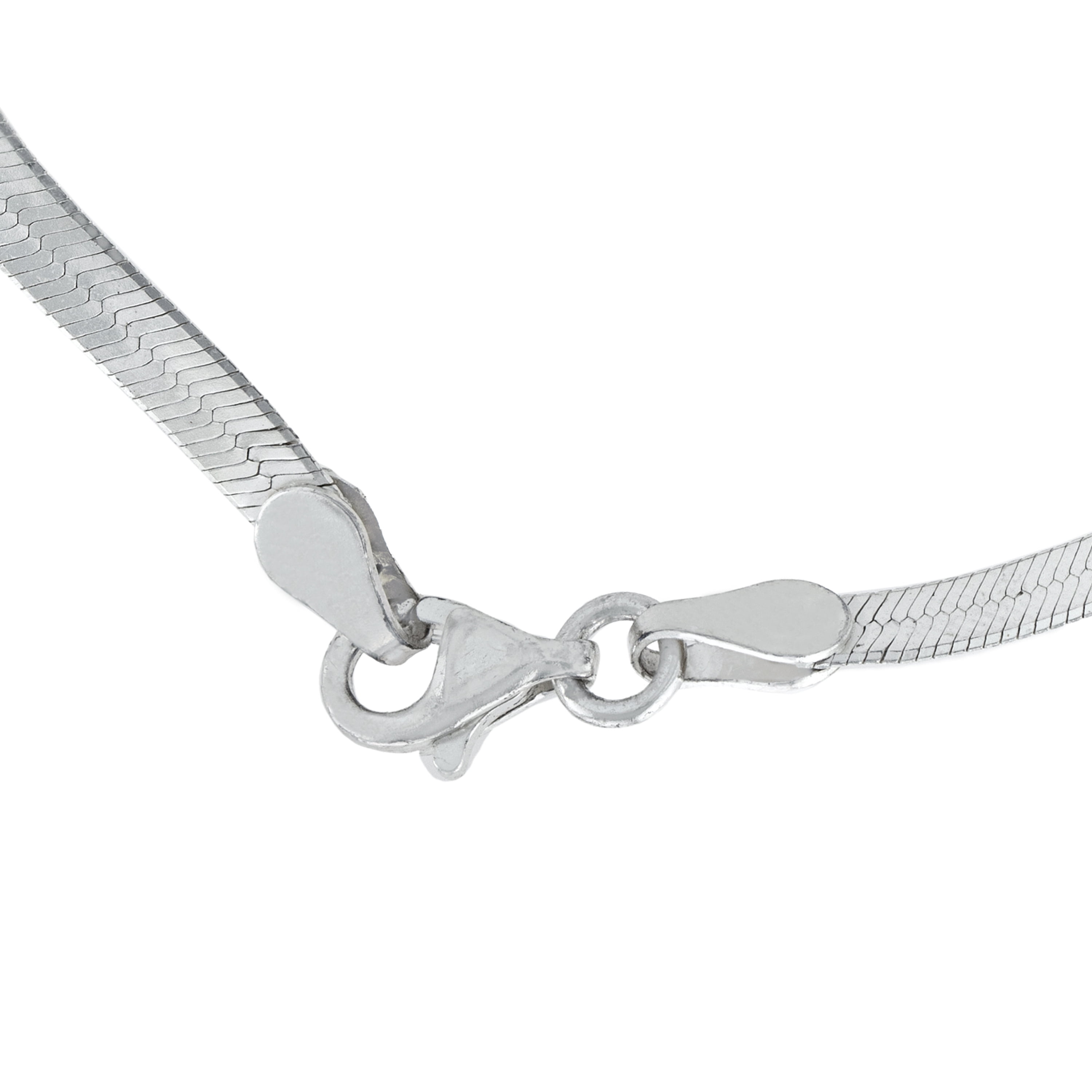 Marisol & Poppy Sterling Silver Herringbone Chain Bracelet 7.5" For Women & Men, Adults & Teens