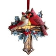 thumbnail image 3 of Redbird Christmas Ornament, Red-Bird Cardinal Ornament, for Loss of Loved One, Memorial Gifts for Loss of Mom, Dad - Cozy Cross Hanging Decor, Stained Red Sparrow Xmas Tree Decor,Memorial Birds Gifts, 3 of 4