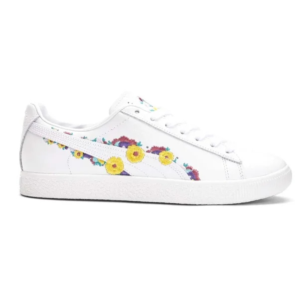 PU & MA Clyde Nyc Floral Lace Up Womens White Sneakers Casual Shoes 37553501
