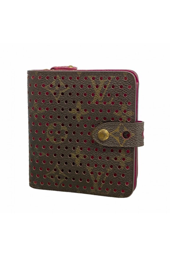 Pre-Owned Louis Vuitton Monogram Perfo Compact Zip Wallet M95188 Fuchsia (Women's)