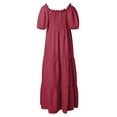 thumbnail image 4 of GDREDA 2024 Robe Maxi Bohème à Fleurs pour Femmes, Design Portefeuille avec Ourlet à Volants et Ceinture Ajustable, Robe Décontractée Fluide Évasée Rouge,G, 4 of 5