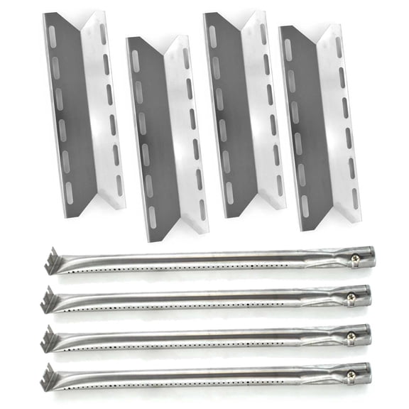 Replacement BBQ Grill Parts Kit for Select Gas Models (720-0234, 720-0289, 720-0025) - 4 Stainless Steel Burners & 4 Heat Plates