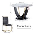 thumbnail image 2 of LUFTUT 5-Piece 48" Round Dining Table Set for 4, Faux Marble Glass Top Kitchen Table with 4 Black PU Chairs and Gold Legs for Apartment Living Room, 2 of 8