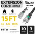 thumbnail image 2 of Cable de extensión YOJOE 10, calibre 10, 15 A, 15 pies para interiores y exteriores, negro, 2 of 7