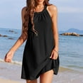 thumbnail image 2 of Miluxas Women's Beach Dress Bikini Beachwear Coverups Casual Vacation Short Summer Halter Dresses Black 4(S), 2 of 4
