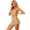 thumbnail image 1 of Conjunto de bikini de 2 piezas Allegra K minifalda con parte superior de Cami calada Caqui M, 1 of 6