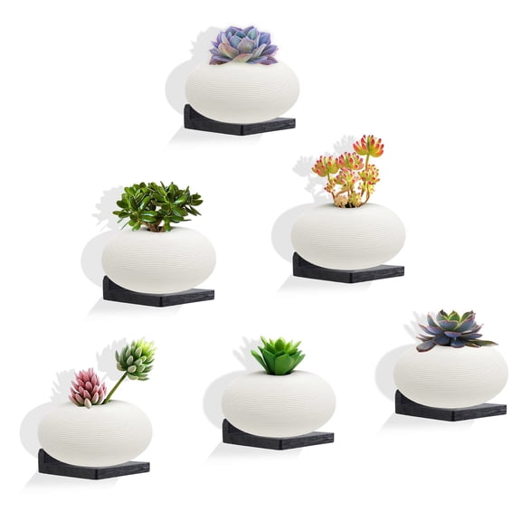 6-Piece 5x5 Inch Rustic Wooden Mini Floating Shelves - Vintage Wall Mounted Shelf for Multi-Scene Use