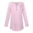 thumbnail image 5 of Breezora Womens Long Sleeve V Neck Button Down Shirt with Dropped Shoulder and Rounded Hem M Size Pink, 5 of 5