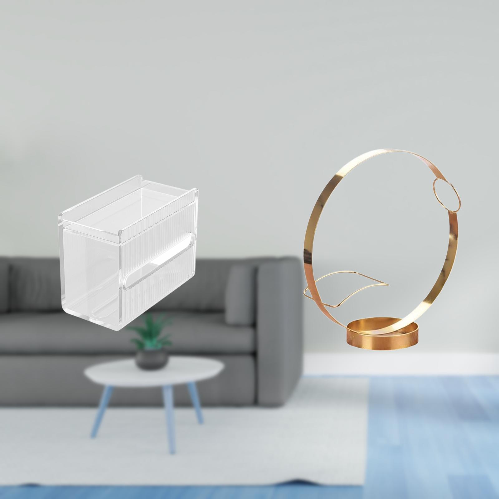 Fiocias Tissue Case Wall Mounted Toilet Paper Storage Box Bottle Holder Iron Acrylic Material No Drill Installation Suitable for Kitchen Bedroom Bar Gift
