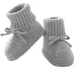 thumbnail image 2 of Luogg Baby Sneakers For Infants Soft Knit Booties With Bow Cute First Shoes Warm Winter Toddler Socks For Boys Girls Size 3-6 Months Grey, 2 of 5