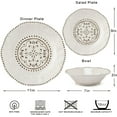 thumbnail image 5 of Beaded Crackle 12 Piece Melamine Camping Dinnerware Set, Plates and Bowls Sets, Indoor and Outdoor Use, Break-Resistant Rustic RV Dishes Set, Service for 4(Ivory)…, 5 of 9