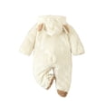 thumbnail image 3 of Gunia Toddler Boys Girls Hooded Pajamas Hooded Winter Romper Jumpsuit Flannel Snowsuit Bodysuit Onesie Clothes Set White 0-3 Months, 3 of 6