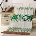 thumbnail image 4 of Throw Blanket Fleece Throw Blanket 50x60in, St. Patrick Botanical Clovers Leaves Soft Lightweight Bed Blankets Shamrock Wooden Plank Fuzzy Couch Blankets for All Season, 4 of 9