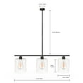 LOHAS 3Light Modern Linear Pendant Light with Clear Seeded Glass Shade