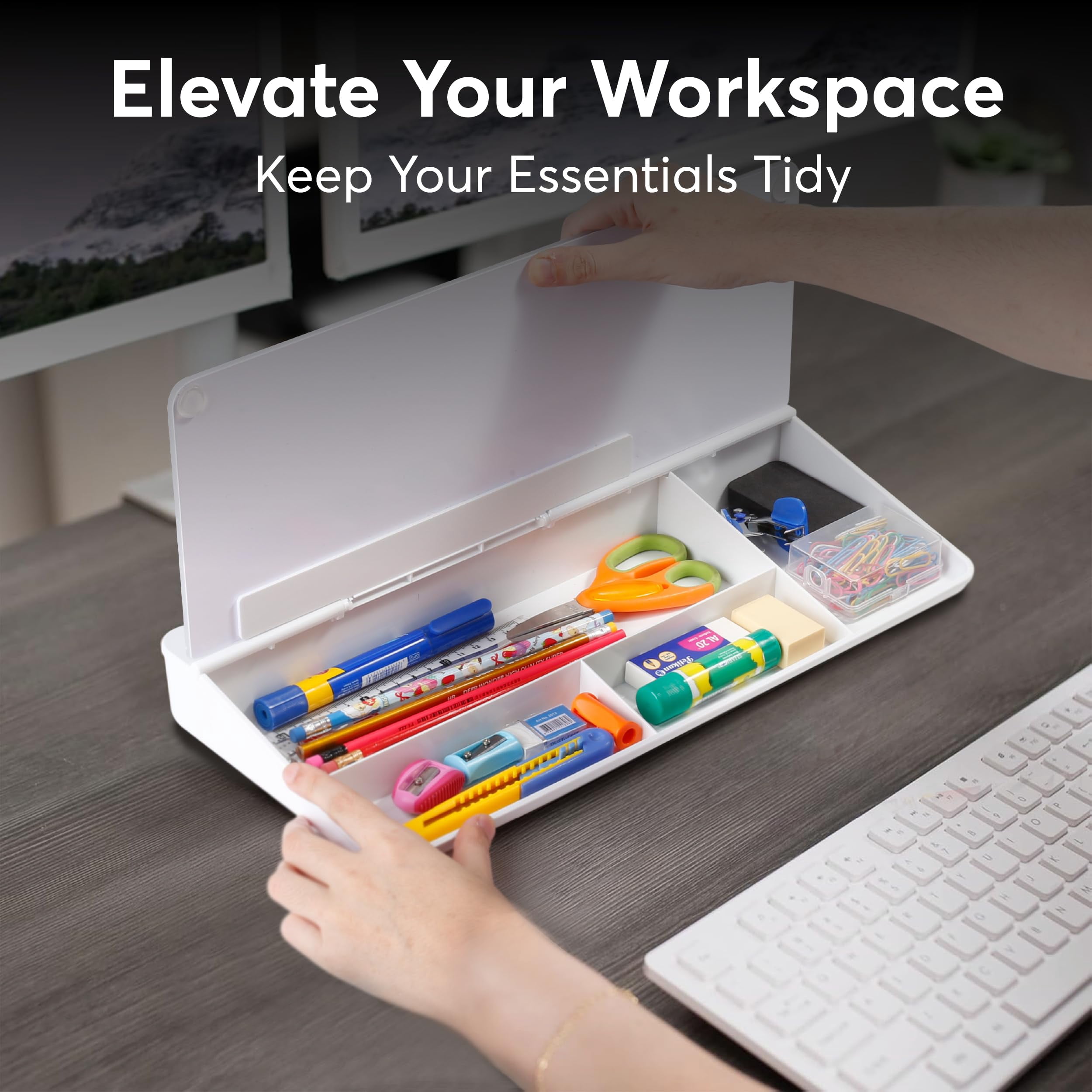 Small Glass Desktop Whiteboard With Storage 15.3"x7.08"x2.16" Inch Desk White Board Markers & Duster  Dry Erase Buddy Organizer For Home Office School (white)