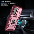 thumbnail image 6 of Compatible with Samsung Galaxy A35 with Sliding Cover Lens Protection & Kickstand, Built-in 360° Rotate Ring Stand Magnetic Card Slot Hybrid Cover Case for Samsung Galaxy A35, Pink+Red, 6 of 10