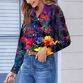 thumbnail image 4 of Abomasnow Button Down Shirts for Women Dressy Casual Floral Printed Long Sleeve Blouse Business Work Tops S-2XL, 4 of 6