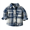 thumbnail image 2 of Odeerbi Toddler Boys Girls Plaid Shacket Jacket Kids Toddler Flannel Shirt 2025 Long Sleeve Plaid Jacket Baby Fall Shirt Coat Outwear Blue 13-18 Months, 2 of 6