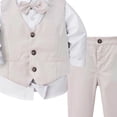 thumbnail image 4 of mgoYE Baby Boy Clothes Outfit Suit Long Sleeve Gentleman Tuxedo Vest Wedding Birthday Party Suit(Light Gray,9-12 Months), 4 of 4
