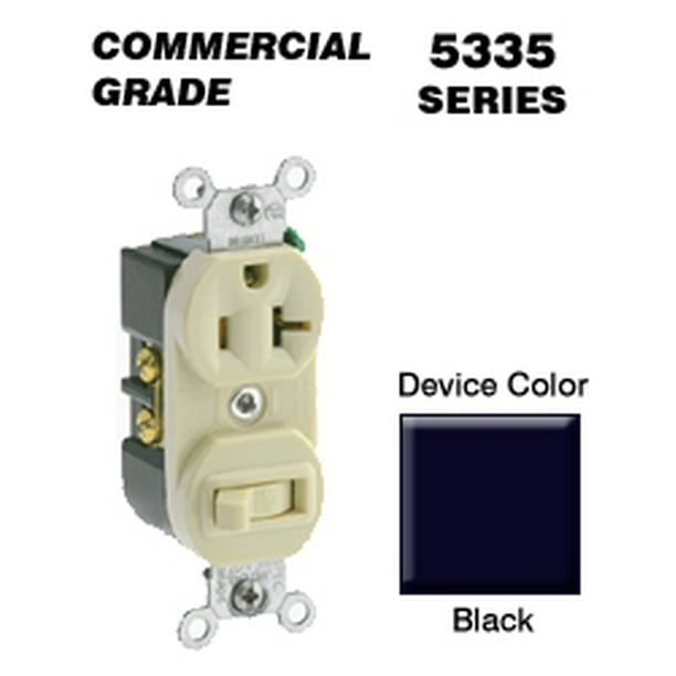 Leviton 5335 E Duplex Combo Switch Receptacle Single Pole 5 20r 20a 125v Black Com Leviton 5335 E Duplex Combo Switch, Leviton T5225 Wiring Diagram