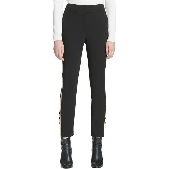 Calvin Klein Womens Side Stripe Dress Pants, Black, 10