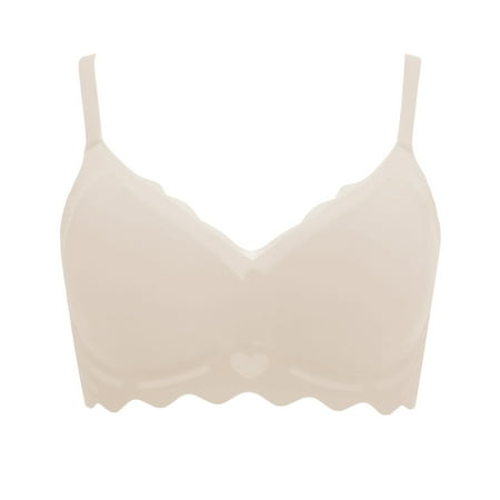 WCJM Women s Nylon Spandex White nylon underwear Ladies  Thin Seamless Latex Without Ring Small Chest Gathered Special Side Breasts Sports Beautiful Back Bra