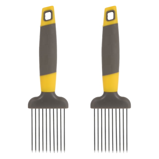 2pcs de acero inoxidable y plástico cortadores de alimentos asistente de cebolla de cebolla herramientas de rebanador