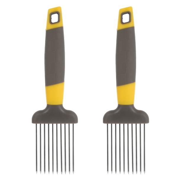2pcs de acero inoxidable y plástico cortadores de alimentos asistente de cebolla de cebolla herramientas de rebanador