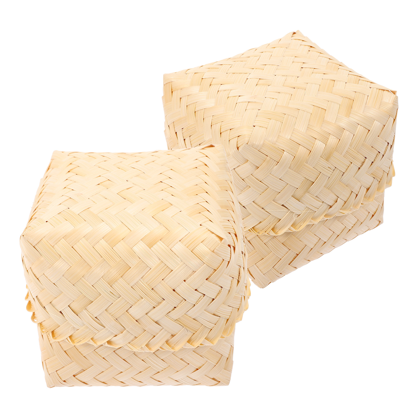 2pcs Bamboo Chip Woven Baskets Bamboo Woven Basket Bamboo Storage Container