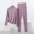 thumbnail image 2 of MGDXOX Women's 2 Piece Outfit Modal Lounge Set Casual Mock Turtleneck Long Sleeve Tops and Wide Leg Pants Soft Comfy Pajamas Purple XXXXL, 2 of 5