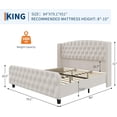 thumbnail image 3 of Bingirl 51 - inch Tall King - Size Beige Velvet Upholstered Platform Bed Frame with Button - Tufted Wingback Headboard and Footboard, No Box Spring Needed, 3 of 7