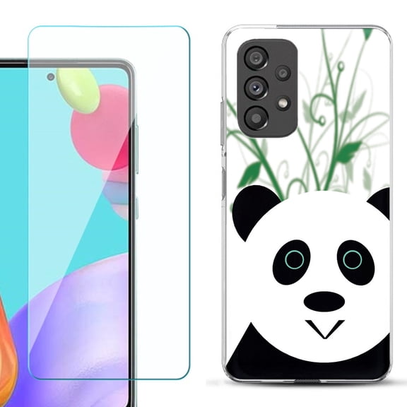 Slim-Fit Fashion Phone Case for Samsung Galaxy A53 5G, with Tempered Glass Screen Protector, by OneToughShield ® - Panda