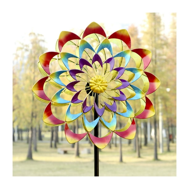 Cyan Oasis 84 inches Yard Garden Wind Spinner, Metal Wind