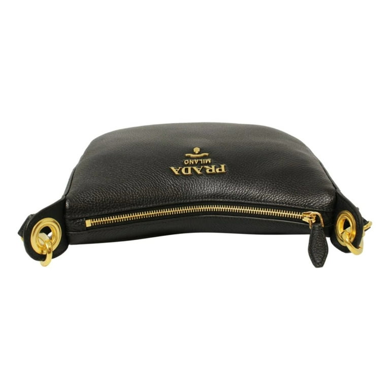  Prada Women's Black Bandoliera Vitello Phenix Leather