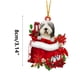 thumbnail image 2 of pstuiky Preciosa etiqueta navideña con flores y perro, adornos navideños, colgante para árbol de Navidad, decoración de árbol de Navidad estilo cabaña, árbol de Navidad verde, 2 of 4