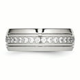 thumbnail image 4 of Stainless Steel Polished Half Round Grooved CZ Ring 8 Size, 4 of 7