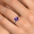 thumbnail image 5 of Gem Stone King 14K White Gold Purple Amethyst Women Solitaire Engagement Ring (1.70 Ct Round, Gemstone Birthstone, Available in Size 5, 6, 7, 8, 9), 5 of 6