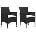 thumbnail image 3 of vidaXL 3 Piece Patio Bistro Set Poly Rattan and Tempered Glass Black, 3 of 12