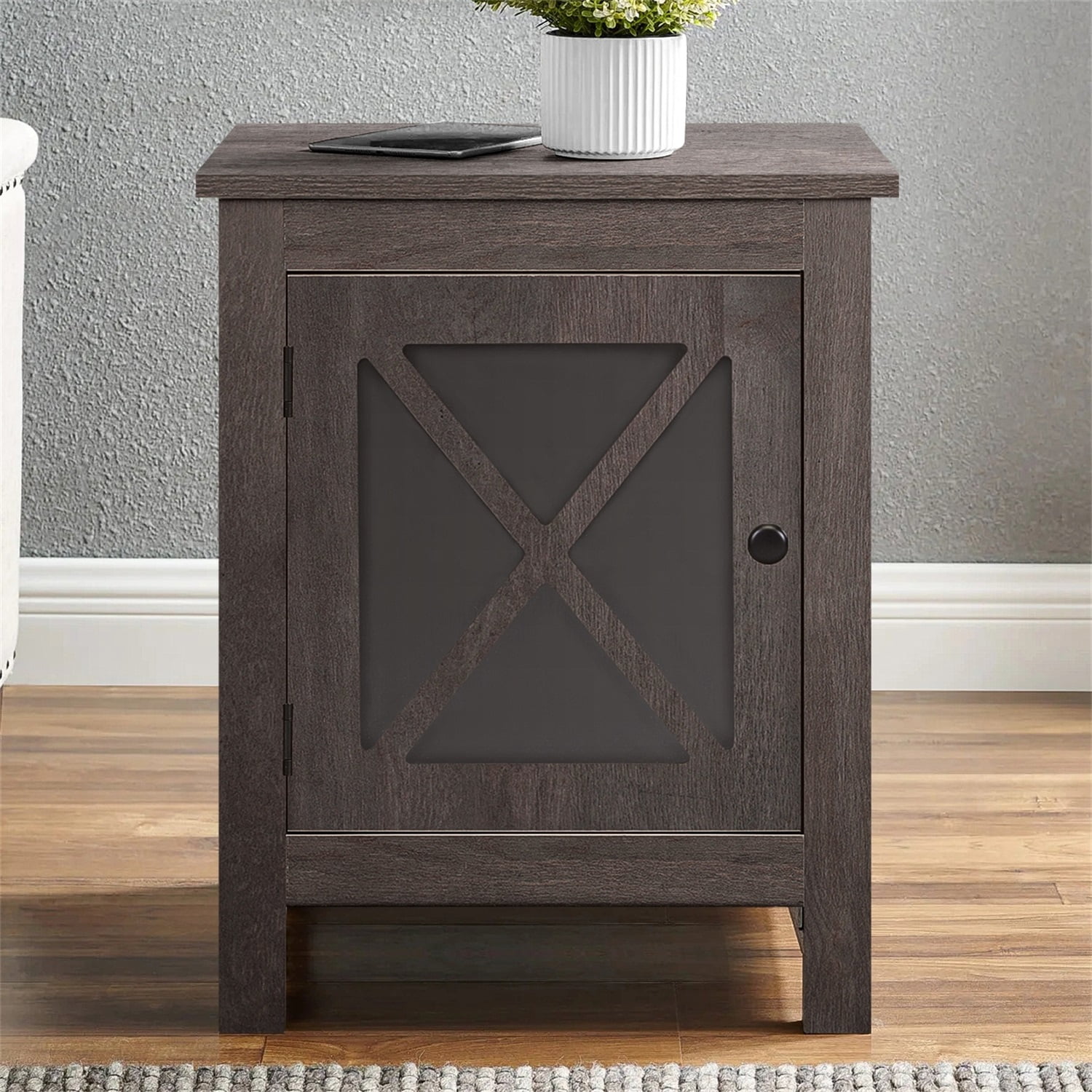 Private Jungle Set of 2 Vintage Wood Nightstand End Table Accent Cabinet W/Glass Door for Bedroom Office,Dark Gray Private Jungle Set of 2 Vintage Wood Nightstand End Table Accent Cabinet W/Glass Door for Bedroom Office,Dark Gray