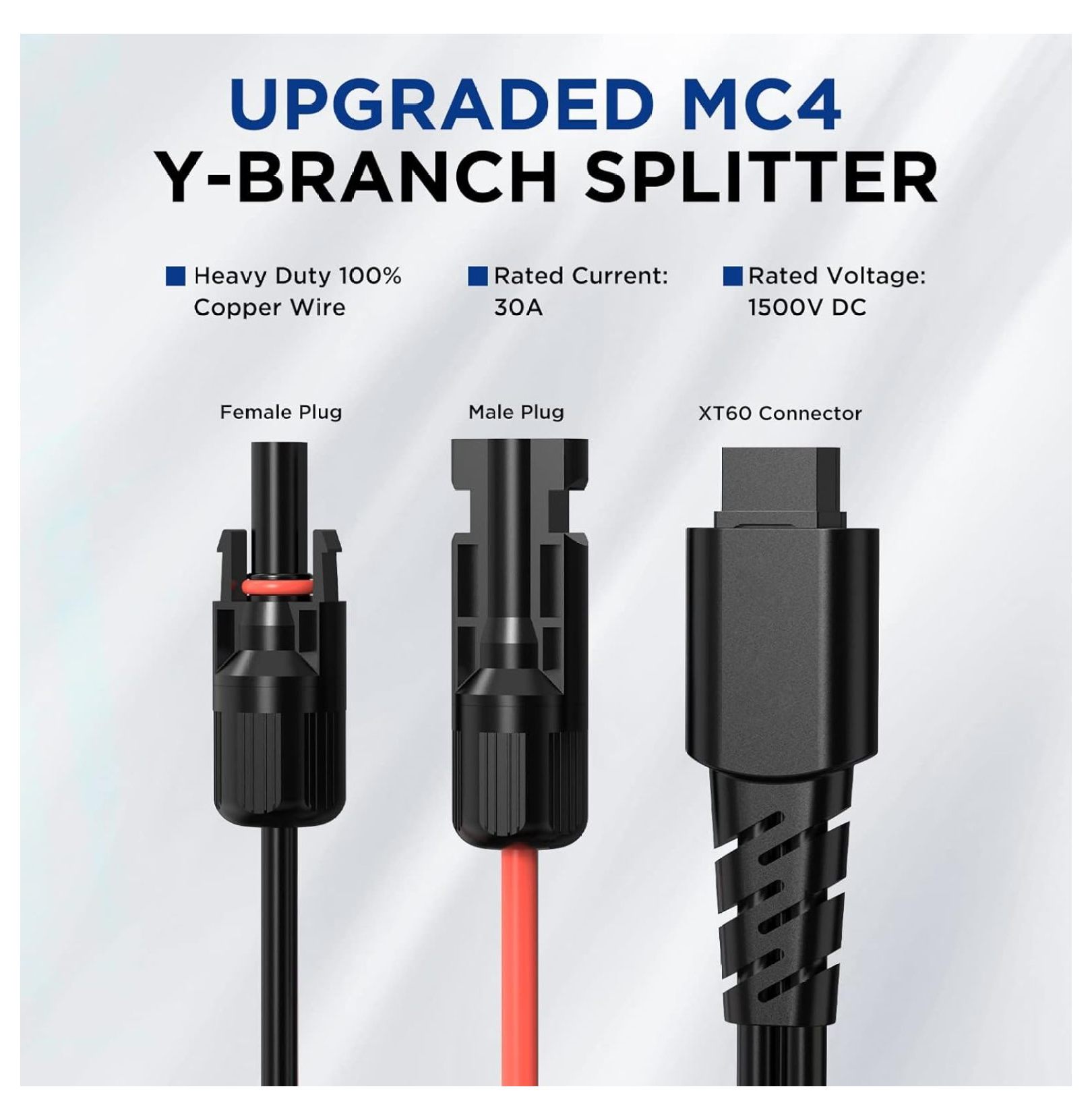 XT60 to MC-4 3-in-1 Connectors Y Branch Parallel Adapter Cable for Solarpowa 200 and Solarpowa400 Solar Panel, Fast CellPowa 2500 Power Station, IP67 Waterproof, 9.84ft