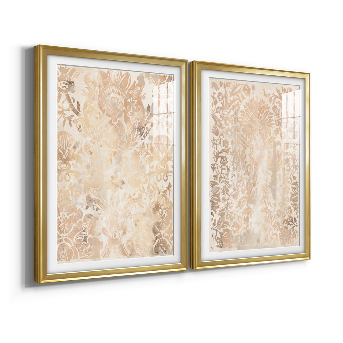 Wexford Home Walnut Damask III Premium Framed Print, 30.5" x 42.5" - Ready to Hang, Gold (Set of 2)