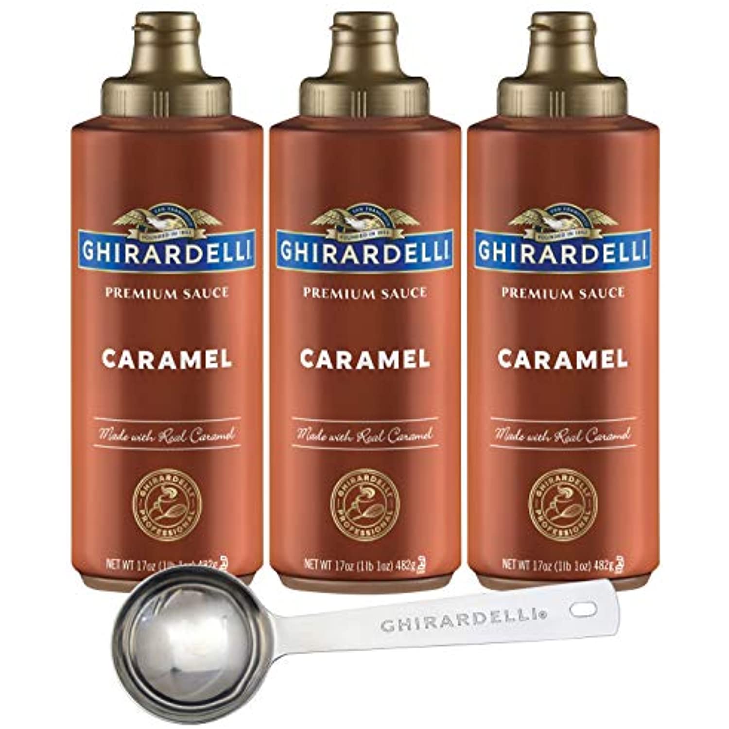 Ghirardelli Caramel Sauce Squeeze Bottle, 17 Ounce (Pack 3) With
