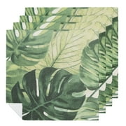 FACANNAP Safari Napkins Tropical Cocktail Napkins, Jungle Baby Shower Party Decorations Green Palm Leaf Guest Napkins Hawaiian Square Disposable Paper Napkins for Luau Birthday Party Decoration 2 PCS