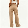 thumbnail image 5 of Women's Corduroy Wide Leg Pants with Pockets, Elastic Drawstring High Waist, Casual Loose Trousers, Pockets for Women, Lounge Pants, Business Casual Pants | UKHCCC,Khaki XL, 5 of 8