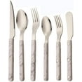 thumbnail image 1 of ABS Rivet Handle Marble Pattern Handle Kitchen Stainless Steel Silverware Tableware Flatware Cutlery Knives Forks Spoons Set,Butter Knife Dessert Spoon Fork (6-piece set -1 set,Marbling), 1 of 7